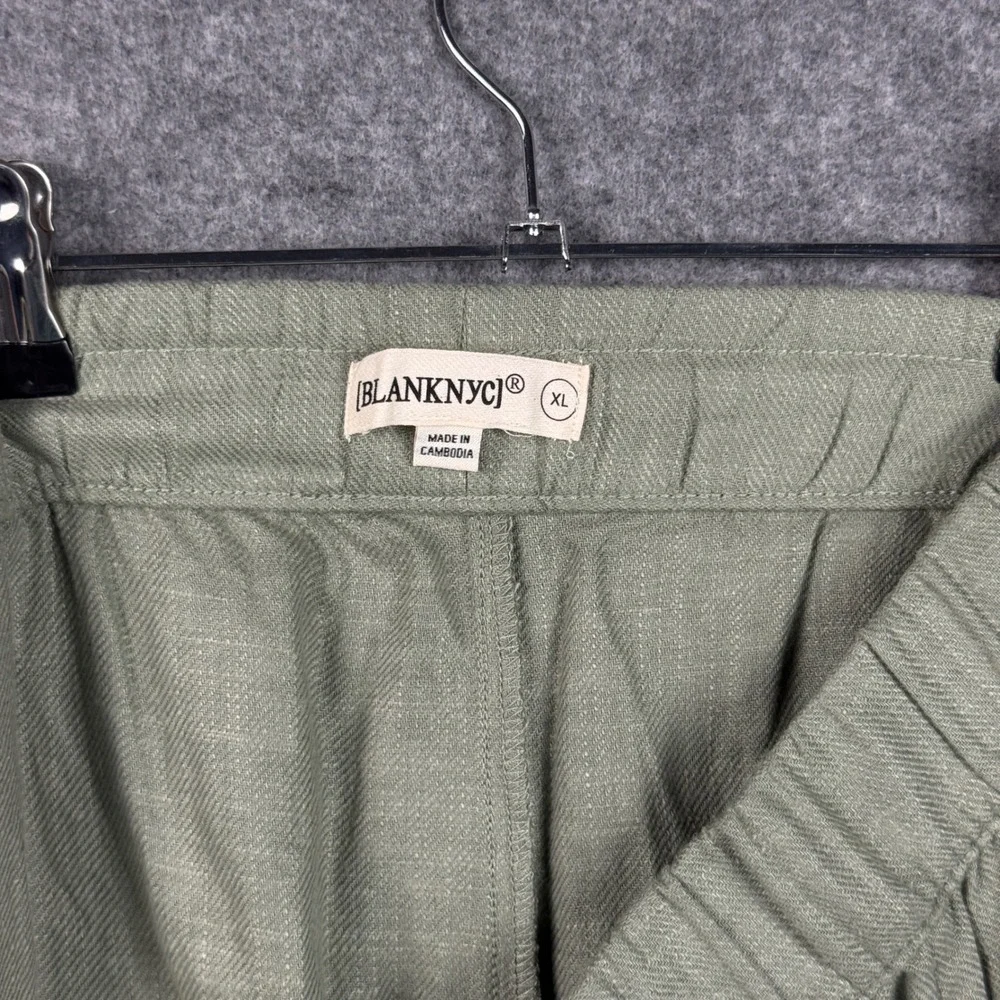 Blank NYC Green Linen Blend‎ Pull On Shorts XL High Rise 5 Inch Inseam 1894390